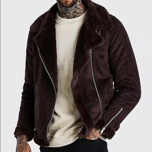 Faux Fur Lined Suede Aviator